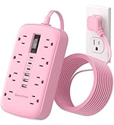 Pink Extension Cord with Surge Protector - 5 FT Kawaii Power Strip, Cute Extension Cord with 6 US...