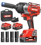 Cordless Impact Wrench, 900Ft-lbs (1200N.m) 1/2" Brushless Impact Gun, 20V High Torque Power Impa...
