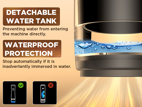 Vacuum sealer with detachable water tank and auto-stop protection to prevent water damage.