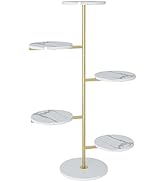 HAINARverS Gold Metal Plant Stand Indoor outdoor, marble 5Tier H49 Tall Planter Stand Corner Flow...