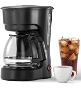 Electactic 5-Cup Drip Coffee Maker, Delay Brew, Keep Warm Plate, 25oz Water Reservoir, Reusable f...