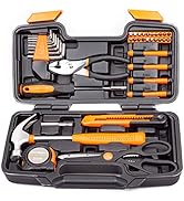 CARTMAN 39 Piece Tool Set General Household Hand Kit with Plastic Toolbox Storage Case Orange