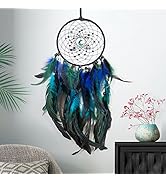 TEESHLY Dream Catcher with Starry and Moon Pendant, Hand Woven Cosmic Galaxy Black Dreamcatcher w...