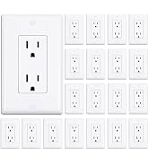 ThunderWay Decorator Receptacle Outlet with Wall Plate, Non-Tamper-Resistant Electrical Outlet, 1...