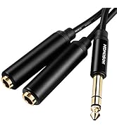 HOSONGIN 1/4 inch TRS Stereo Splitter Y Cable 1.6Ft, 1/4 Inch 6.35mm Stereo Male Plug to Dual 1/4...