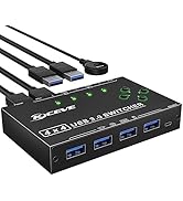 KCEVE USB Switch 4 Computers, USB 3.0 Switch for 4 Computer Share 4 USB Devices, with Wired Remot...