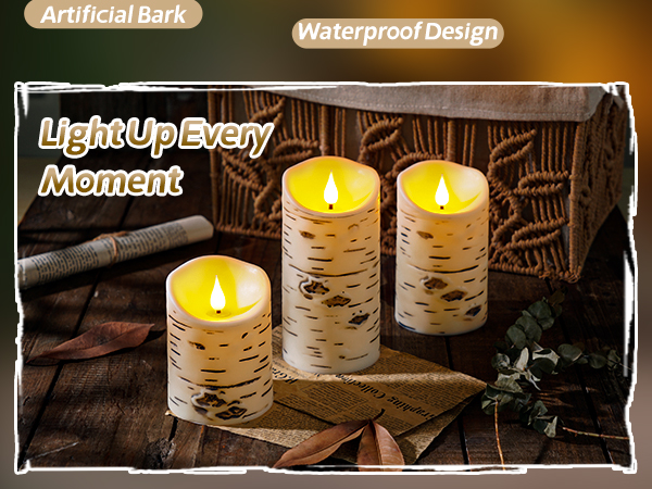 birch flameless candles