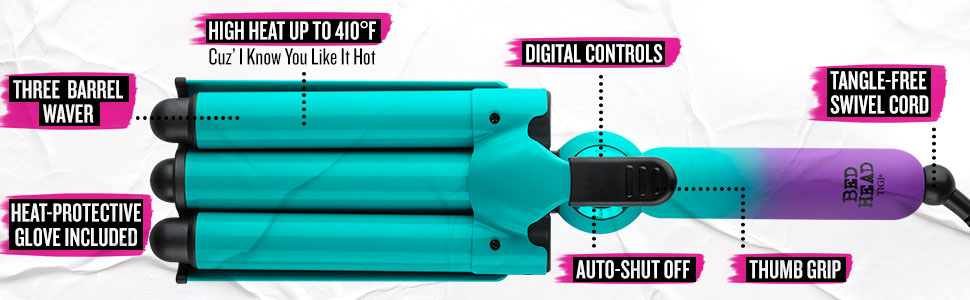 hairwaver; hairwavers; hairiron; hairirons; 3barrelwaver; beachywaves; bedhead; BH381; professional