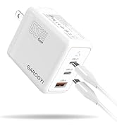 GAROGYI USB C Charger 65W, 3 Ports GaN Fast Charger Block, Compact Foldable Wall Charger with USB...