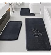 HUXMEYSON Bathroom Rugs Sets 3 Piece, Non-Slip &amp; Quick Dry Bath Mat Set, Ultra Soft Velvet Bath R...