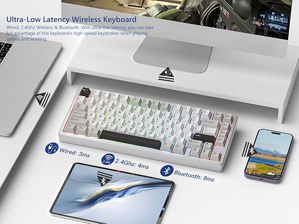 Gaming keyboard Wireless keyboard 75% wireless keyboard keyboard white keyboard rgb 75% keyboard