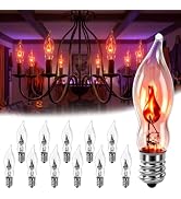 12PK Halloween Light Bulbs, C18 Replacement Bulbs for Chandeliers, Clear | Flicker Flame, 1 Watt,...