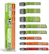 EZUVITA 25-Piece Jigsaw Blades Set with Storage Case–CR-V&amp;HSS Steel, Assorted T-Shank Replacement...