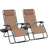 Giantex 2 PCS Zero Gravity Chair Patio Chaise Lounge Chairs Outdoor Yard Pool Recliner Folding Lo...