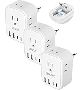 LENCENT 3 Pack European Travel Plug Adapter, Euro Type C Foldable Power Plug with 4 Outlets, USB ...