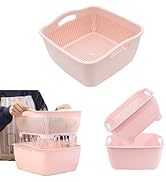Hemoton Double-layer Draining Basket,Plastic Kitchen Food Strainer Bowl,Large Plastic Food Strain...
