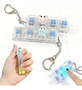 2 Pack Keyboard Fidget Keychain with Colorful LED Lights, 4-in-1 Stress Clicker Toy, Keyboard But...