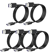USB to USB Cable 6 Feet 5-Pack, USB 3.0 A to A Male Cord Adapter Double End USB Cord Compatible w...