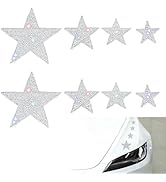 Ferianl 8PCS Rhinestone Star Stickers, Self-Adhesive Silver Bling Star Decals, Waterproof Auto St...