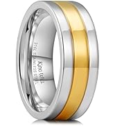 King Will 316L Stainless Steel Men's Wedding Band – 6/8 mm Dual-Tone Wedding Ring Polished Finish...