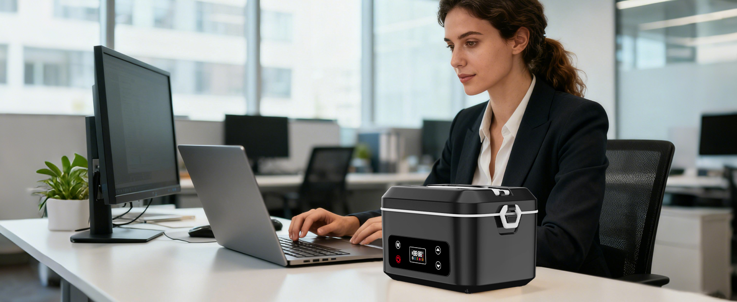 Cordless Electric Lunch Box for Adults, Heated Lunch Box Battery Powered with Automatic Heating