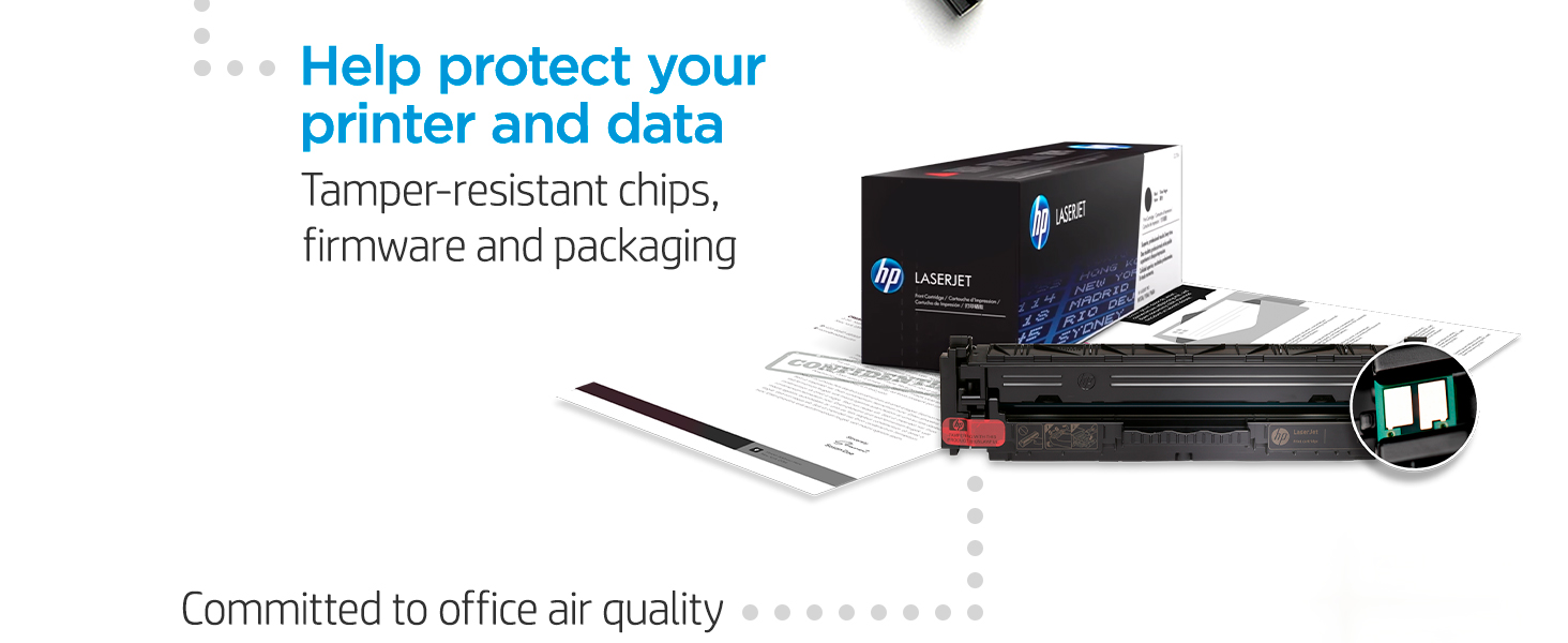 original hp toner print sharp black text recycled cartridges high air quality secure printing