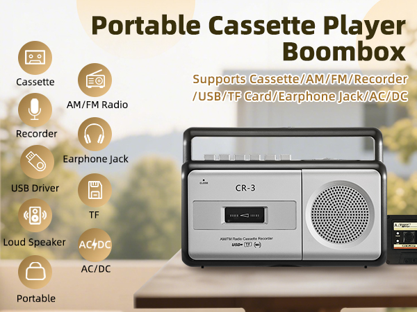  Portable Cassette Player Boombox