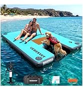VEBESYET Inflatable Dock with Water Ramp, 6 inch Thick Non-Slip Inflatable Floating Dock for Dogs...