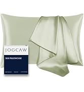 Jogcaw Silk Pillowcase for Hair and Skin, Soft Breathable Smooth Cooling Mulberry Silk Pillow Cas...