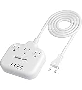 European Travel Plug Adapter, US to European Plug Adapter with 3 American Outlets &amp; 4 USB, 5ft Eu...