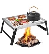 GARLLEN Folding Campfire Grill, Portable Camping Grates with Heat-Resistant Mesh Desktop, Lightwe...