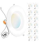 Sunco 12 Pack 5CCT Retrofit LED Recessed Lighting 6 Inch, 2700K/3000K/3500K/4000K/5000K Selectabl...