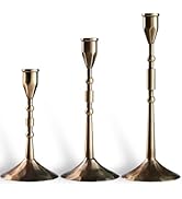 YOUTUOY Taper Vintage Candle Holders, Set of 3 Candle Sticks Holder Decor, Candlestick Holders fo...