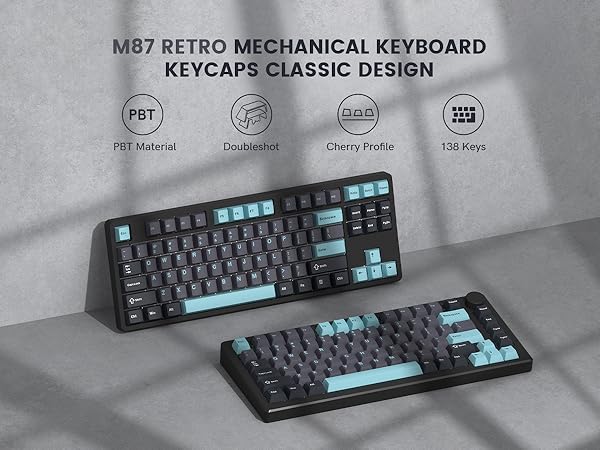 womier double shot pbt keycaps 138 keys dark blue keycap set cherry profile keyboard key caps