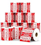 StickerTag 12 Rolls 3 x 2 inch Handle with Care Fragile Thank You Warning Packing Shipping Label ...