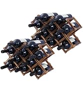TONLEA 2 Pack 10 Bottles Wooden Wine Rack, Foldable Wine Racks for Countertop,Wine Bottle Holder ...