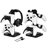 JDGPOKOO RGB Gaming Headphone Stand, Controller Holder &amp; Headset Holder for Desk, Headphone and C...