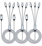IDISON Multi Charging Cable(3Pack 4FT), 3 in 1 Charging Cable Nylon Braided Multiple USB Cable Un...