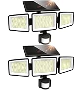 UME Solar Outdoor Lights 302 LED 3000LM, IP65 Waterproof Motion Sensor Outdoor Lights, 3 Heads So...
