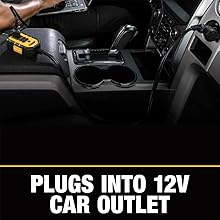plugs into cigarette lighter port