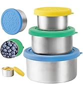 LALASTAR Stainless Steel Food Containers with Lids, Set of 3 Reusable Snack Containers (110 ml, 2...