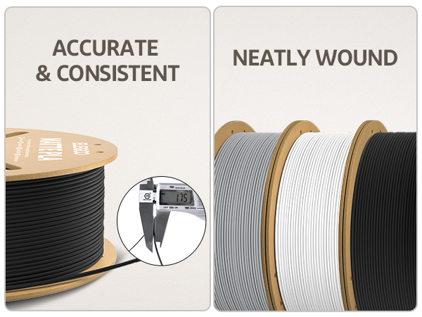 1.75 mm diameter, accuracy +/- 0.02 mm, perfect winding spool