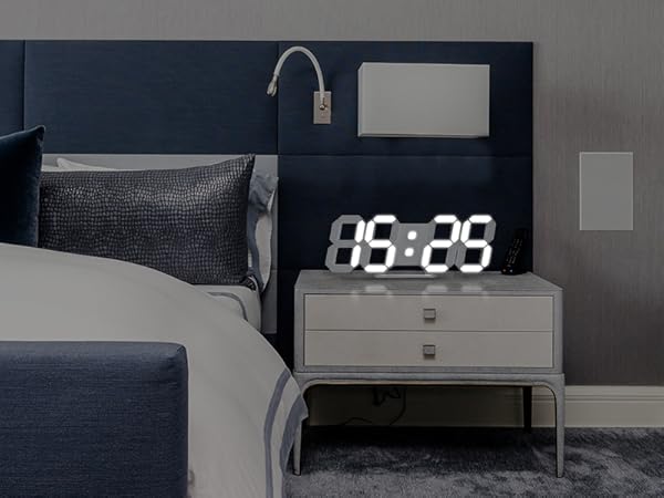 EDUP Home 3D LED Digital Wall Clock Desk Alarm Clock with Remote Control