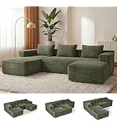 Sectional Boneless Couches for Living Room, Modular Sectional Sofa U-Shaped Cloud Couch with Chai...