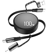 CAFELE 4-in-1 100W Retractable USB C Charging Cable with USB C/A to L/Type C 5A Fast Charging, Mu...