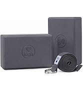 IUGA Yoga Block 2 Pack with Yoga Strap, High Density Yoga Blocks 9”x6”x3”to Improve Strength, Fle...