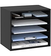 SUPEASY Wood Desk Organizer, 5 Tier Paper File Organizer for Desk, Wooden Desktop Organizer, Pape...
