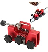 Red Chainsaw Sharpener Hand Crank Kit, 30 Degree Manual Chainsaw Sharpening Jig with Two Fixed Sh...