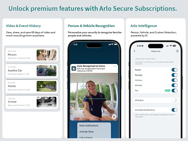 unlock premium features with arlo secure subscriptions