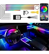 Acrylic Car LED Interior Strip Lights, 6 in 1 Dreamcolor Ambient Lighting Kit with Wireless APP, ...